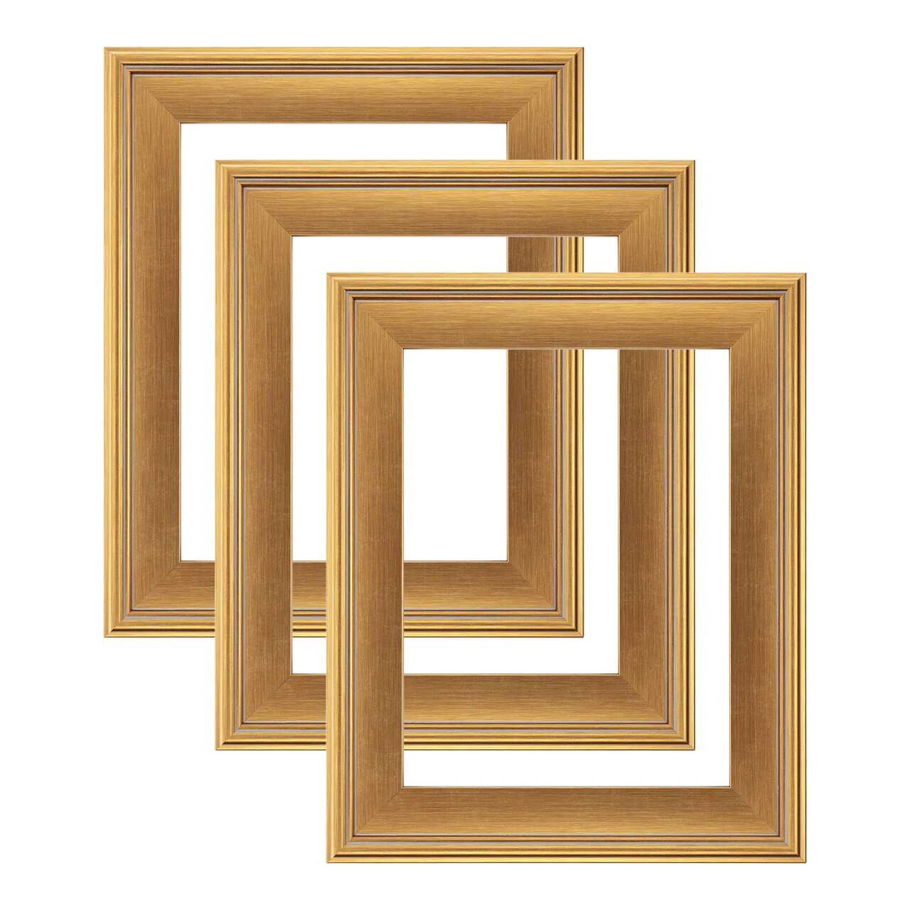 Cardinali Plein Aire Frame, Gold 5x7", 3 Pack – 3" Wide Moulding with Raised Edge 1/2" Rabbet Depth, Classic Canvas Frame for Painting or Artwork, Made in USA